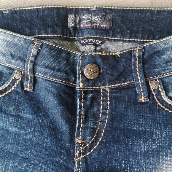 NEW! SILVER JEANS Womens Mckenzie Dark Wash Flap Embroidered Straight Leg Jeans - Picture 10 of 16